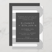 Moderne Abstracte Black White Lines Engagement Par Kaart (Voorkant / Achterkant)