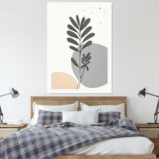 Moderne abstracte bladeren canvas afdruk (Insitu (Slaapkamer))