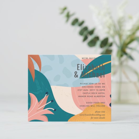 Moderne Abstracte Bladeren Tropische Trouw Uitnodi (Staand voorkant)