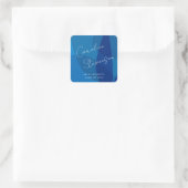 Moderne Abstracte Blauwe Aangepaste Afstuderen Vierkante Sticker (Tas)
