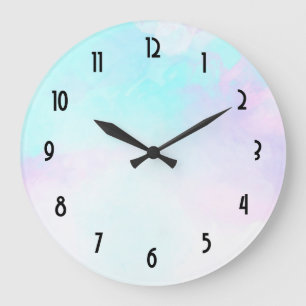 Moderne Abstracte blauwe en Paarse Waterverf Grote Klok