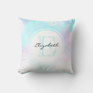 Moderne Abstracte blauwe en Paarse Waterverf Kussen