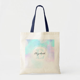 Moderne Abstracte blauwe en Paarse Waterverf Tote Bag