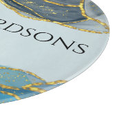 Moderne Abstracte blauwe goudgesteente naam Snijplank (Hoek)