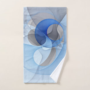 Moderne Abstracte Blauwe Grijze Fractale Kunst Gra Handdoek