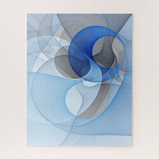 Moderne Abstracte Blauwe Grijze Fractale Kunst Gra Legpuzzel (Verticaal)