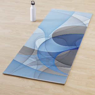 Moderne Abstracte Blauwe Grijze Fractale Kunst Gra Yogamat
