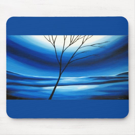 Moderne Abstracte blauwe hemelboom Elegant Sjabloo Muismat (Voorkant)