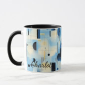 Moderne Abstracte blauwe Mok - Gepersonaliseerde g (Links)