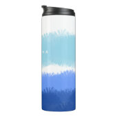 Moderne Abstracte Blauwe Tonen Thermosbeker (Geroteerd rechts)