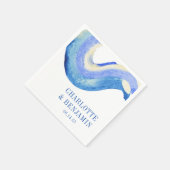 Moderne Abstracte blauwe Waterverf aangepaste brui Servet (Hoek)