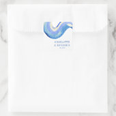 Moderne Abstracte blauwe Waterverf aangepaste brui Vierkante Sticker (Tas)