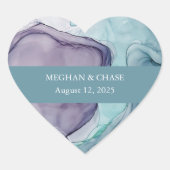 Moderne Abstracte Blauwgroen alcoholinkt Hart Sticker (Voorkant)