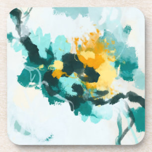 Moderne Abstracte Blauwgroen en gele vormgeving Bier Onderzetter