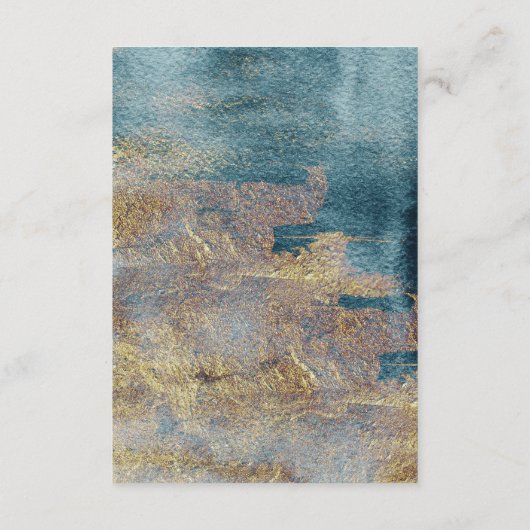 Moderne Abstracte, Blauwgroen en Gold Receptie-beh Informatiekaartje (Achterkant)