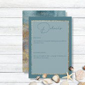 Moderne Abstracte Blauwgroen en goudbruiloft voor  Informatiekaartje