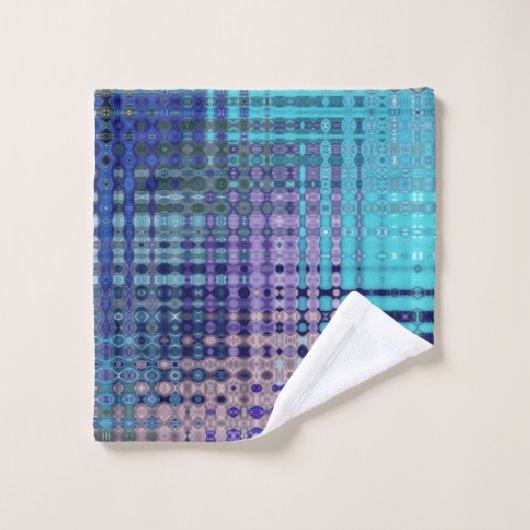 Moderne Abstracte Blauwgroen en Paarse Patroon Bad Handdoek (Wasdoekje)