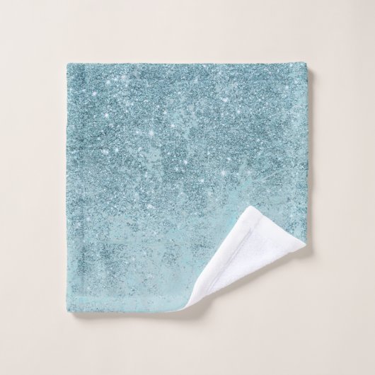 Moderne abstracte blauwgroen glitter blush tones m bad handdoek (Wasdoekje)