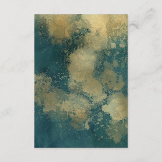 Moderne Abstracte Blauwgroen gouden bruiloft Detai Informatiekaartje (Achterkant)