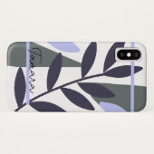 Moderne Abstracte Bloem Blad Patroon Naam Case-Mate iPhone Case (Achterkant (horizontaal))