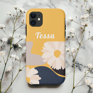 Moderne Abstracte Bloem Gele Gepersonaliseerd iPhone 11 Hoesje