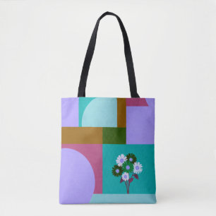 Moderne Abstracte Bloem Kleur Blok Tote Tas