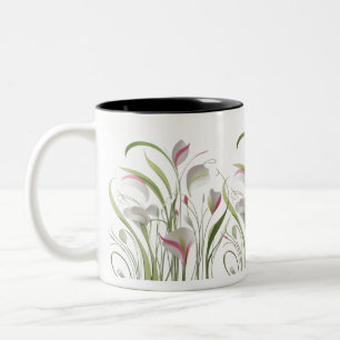 Moderne Abstracte bloemenharmonie – Elegante tweek Tweekleurige Koffiemok