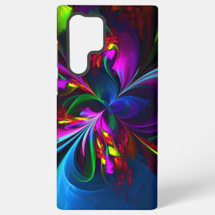Moderne Abstracte Bloemenschilderkunst Rood Blauw Samsung Galaxy Hoesje
