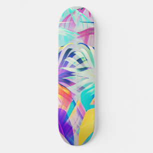 Moderne Abstracte Bloemige Pastel Kleur Skateboard