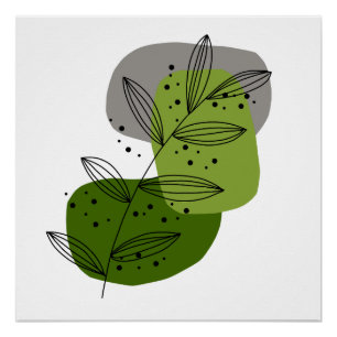 Moderne Abstracte Bloemige Posterprint Perfect Poster