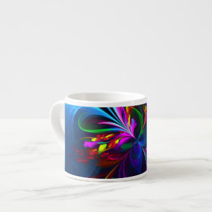 Moderne Abstracte Bloemkunst Rode Blauwe Patroon # Espresso Kop