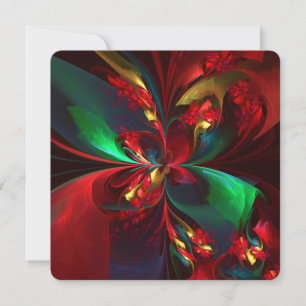 Moderne Abstracte Bloemkunst Rode Groene Patroon # Kaart