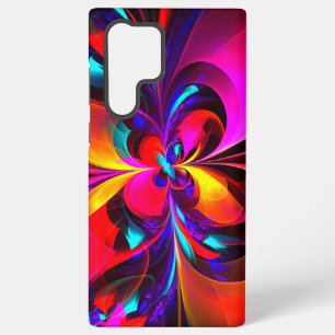 Moderne Abstracte Bloemkunst Rood Blauw Patroon #0 Samsung Galaxy Hoesje