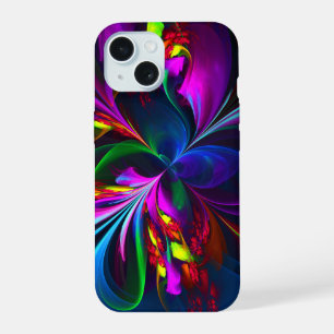 Moderne Abstracte Bloemkunst Rood Blauw Patroon #1 iPhone 15 Hoesje