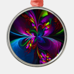 Moderne Abstracte Bloemkunst Rood Blauw Patroon #1 Metalen Ornament
