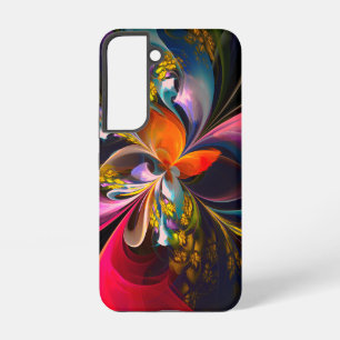 Moderne Abstracte Bloemkunst Rood Blauw Patroon #1 Samsung Galaxy Hoesje