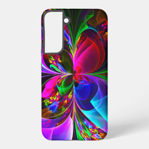 Moderne Abstracte Bloemkunst Rood Blauw Patroon #1 Samsung Galaxy Hoesje