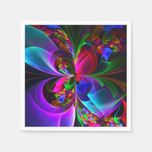 Moderne Abstracte Bloemkunst Rood Blauw Patroon #1 Servet