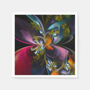 Moderne Abstracte Bloemkunst Rood Blauw Patroon #1 Servet