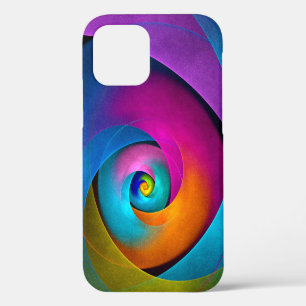 Moderne Abstracte Bloemkunst Roze Blauwe Patroon # iPhone 12 Hoesje