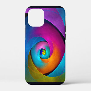 Moderne Abstracte Bloemkunst Roze Blauwe Patroon # iPhone 12 Mini Hoesje