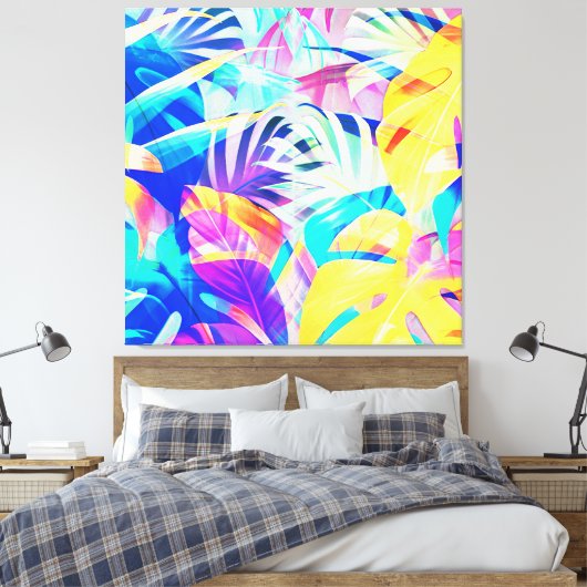 Moderne Abstracte bloempastel kleur Canvas Afdruk (Insitu (Slaapkamer))