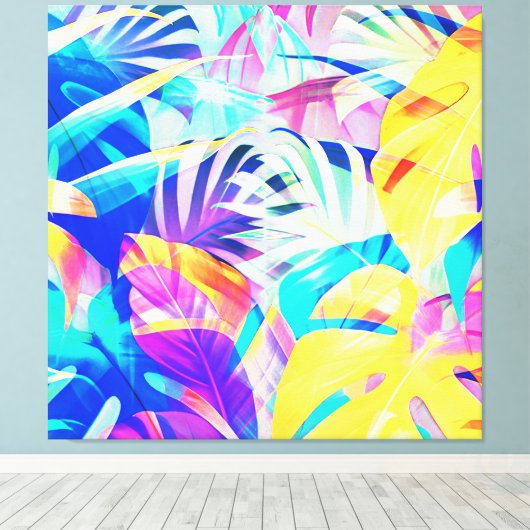 Moderne Abstracte bloempastel kleur Canvas Afdruk (Insitu (Houten vloer))