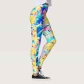 Moderne Abstracte bloempastel kleur Leggings (Rechts)