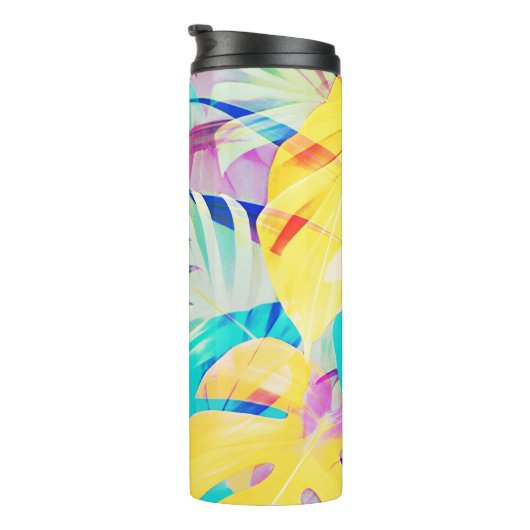 Moderne Abstracte bloempastel kleur Thermosbeker (Geroteerd rechts)
