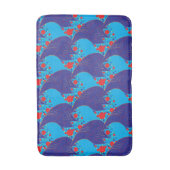 Moderne abstracte BLUE en rode regenboogdruppels Badmat (Voorkant Verticaal)