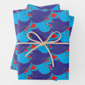 Moderne abstracte BLUE en rode regenboogdruppels Inpakpapier Vel (In situ)