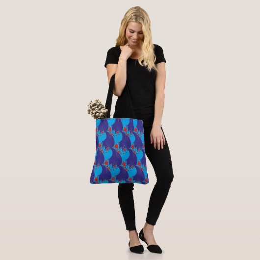 Moderne abstracte BLUE en rode regenboogdruppels Tote Bag (Op model)