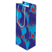 Moderne abstracte BLUE en rode regenboogdruppels Wijn Cadeautas (Voorkant Gekanteld)