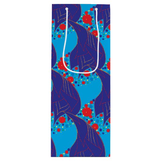 Moderne abstracte BLUE en rode regenboogdruppels Wijn Cadeautas (Voorkant)